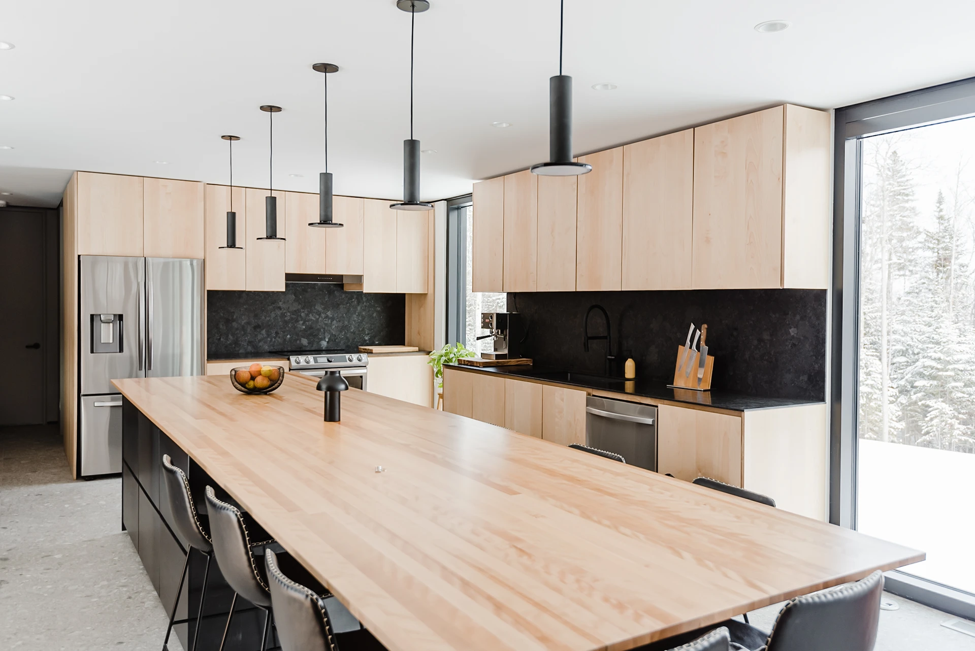 Architectural wood staircase detail